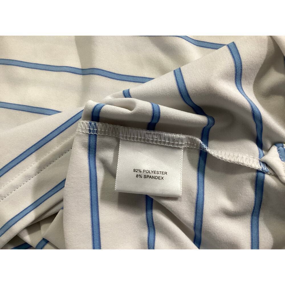 Peter Millar Summer Comfort Polo Shirt Mens Large Blue White Performance Golf - Picture 5 of 6